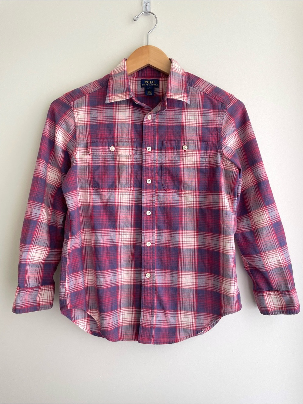 Polo by Ralph Lauren Red White and Blue Plaid Button-Down Classic Cotton Shirt
